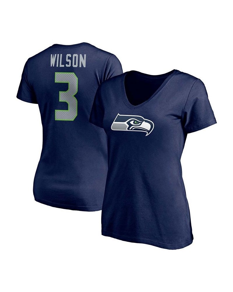 Women's Russell Wilson College Navy Seattle Seahawks Player Icon Name and Number V-Neck T-shirt College Navy $20.71 Tops