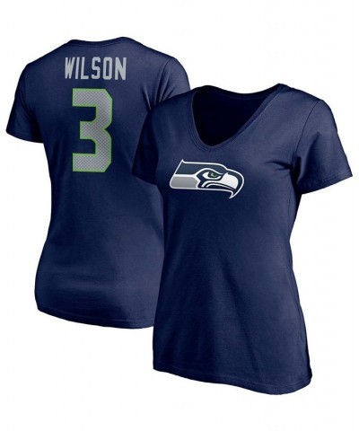 Women's Russell Wilson College Navy Seattle Seahawks Player Icon Name and Number V-Neck T-shirt College Navy $20.71 Tops