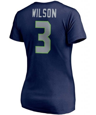 Women's Russell Wilson College Navy Seattle Seahawks Player Icon Name and Number V-Neck T-shirt College Navy $20.71 Tops