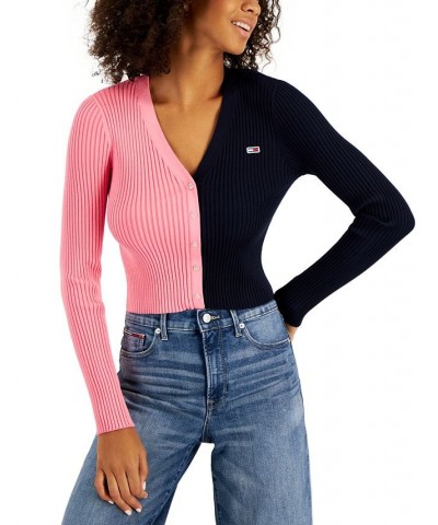 Women’s V-Neck Pullover Colorblock Sweater Peony Combo $19.10 Sweaters