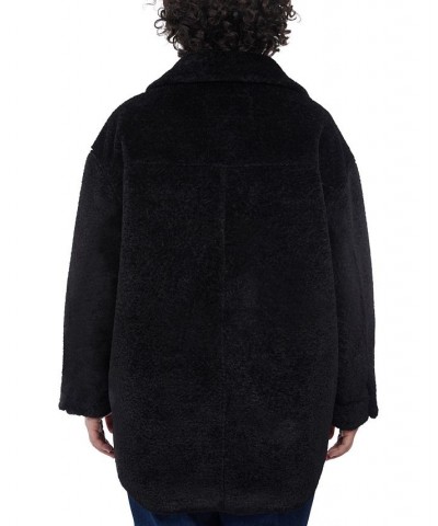 Women's Plus Size Faux-Shearling Shirt Jacket Black $98.00 Coats