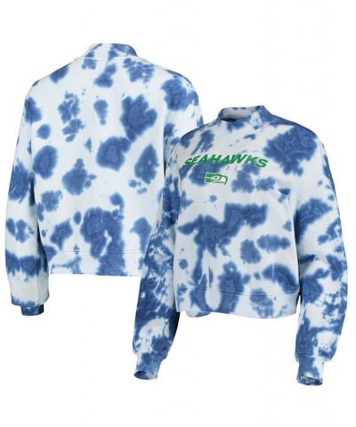 Women's College Navy Seattle Seahawks Tie-Dye Cropped Pullover Sweatshirt Navy $35.70 Sweatshirts