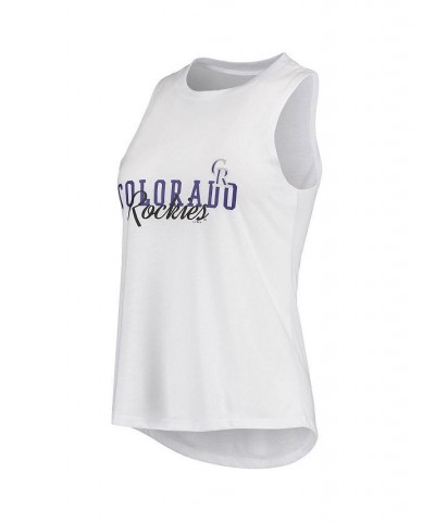 Women's White Black Colorado Rockies Sonata Tank Top and Leggings Set White $29.76 Pajama