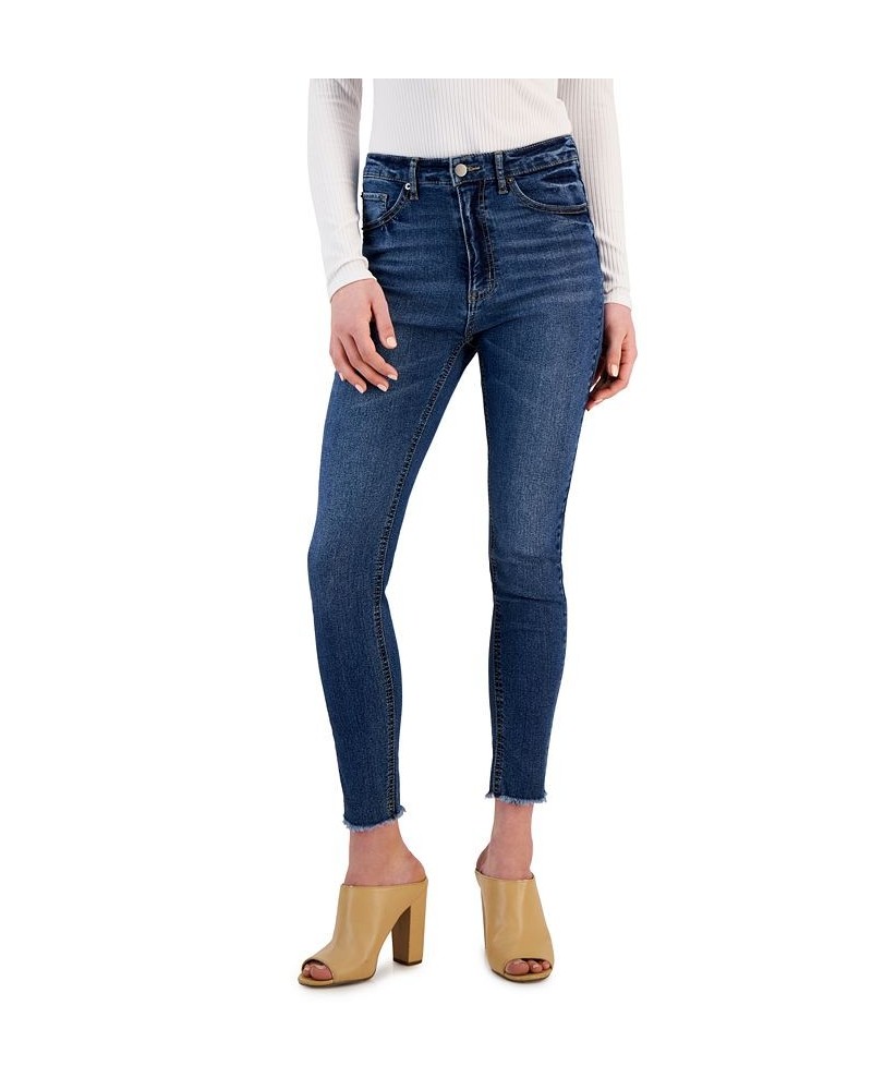 Women's Cut-Hem Mid-Rise Skinny Denim Jeans Dark Wash $13.80 Jeans