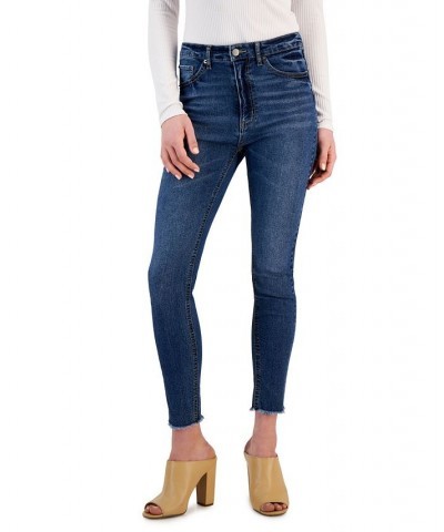 Women's Cut-Hem Mid-Rise Skinny Denim Jeans Dark Wash $13.80 Jeans