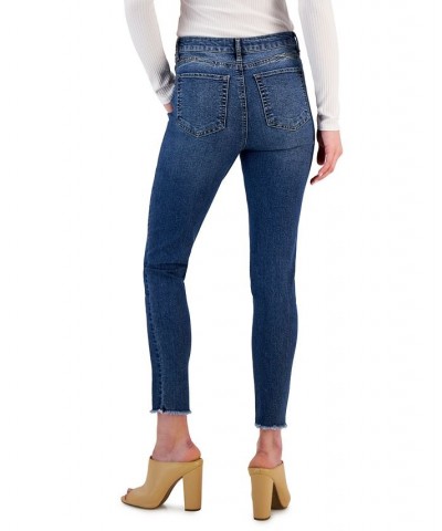 Women's Cut-Hem Mid-Rise Skinny Denim Jeans Dark Wash $13.80 Jeans