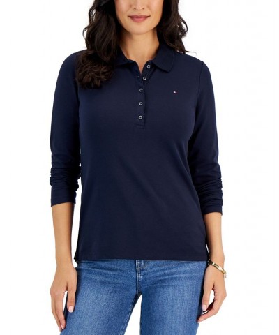 Women's Logo Long-Sleeve Polo Shirt Sky Capt $20.85 Tops