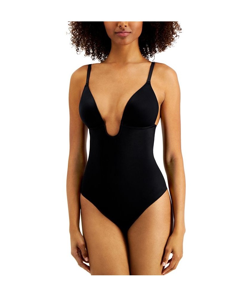 Suit Your Fancy Plunge Low-Back Thong Bodysuit 10206R Black $53.72 Shapewear