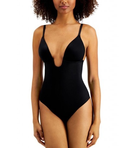 Suit Your Fancy Plunge Low-Back Thong Bodysuit 10206R Black $53.72 Shapewear