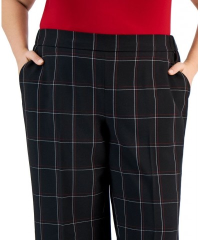 Plus Size Mid-Rise Pull-On Plaid Pants Black Multi $26.78 Pants