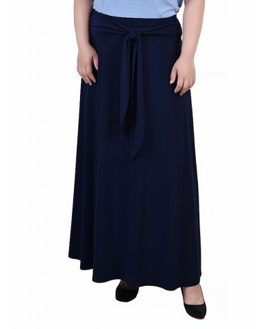 Plus Size Maxi with Sash Waist Tie Skirt Navy $15.05 Skirts