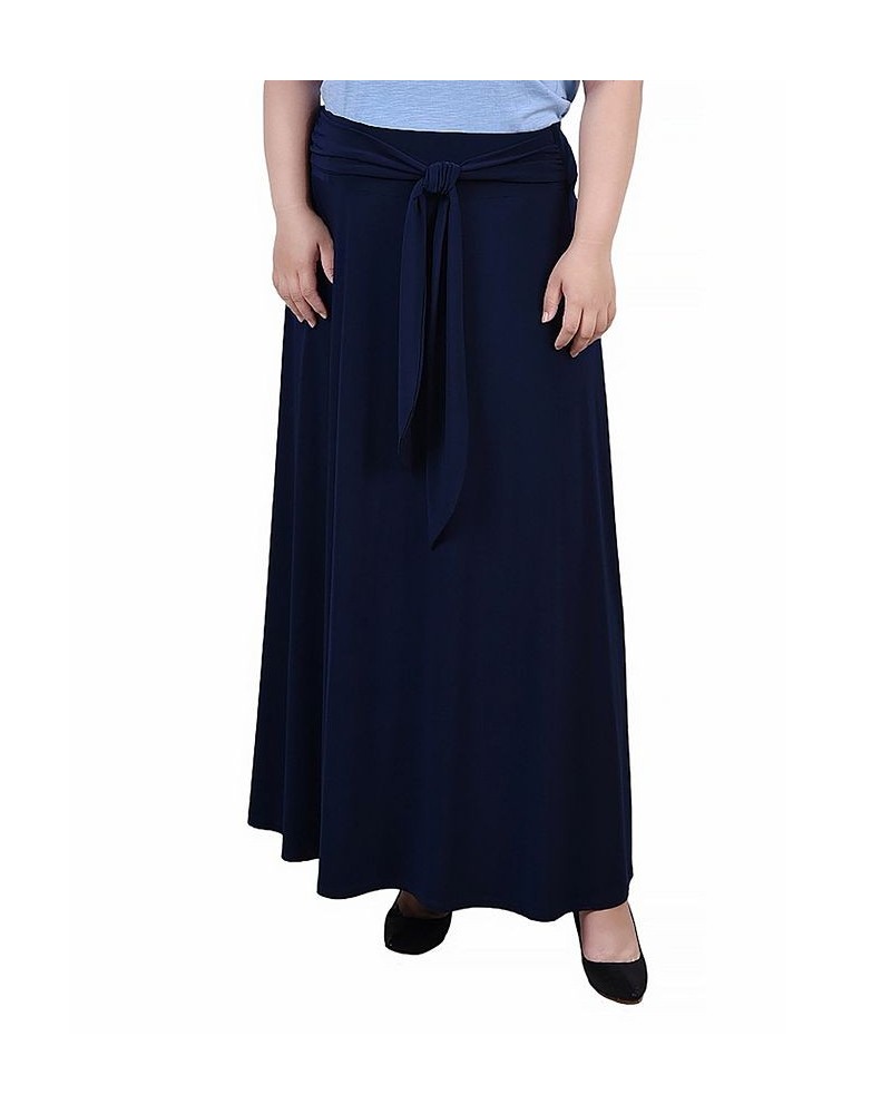 Plus Size Maxi with Sash Waist Tie Skirt Navy $15.05 Skirts