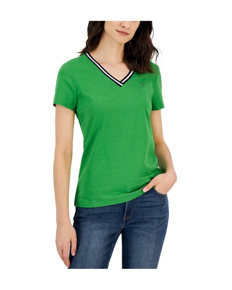 Women's Striped V-Neck Short-Sleeve T-Shirt New Leaf $18.29 Tops