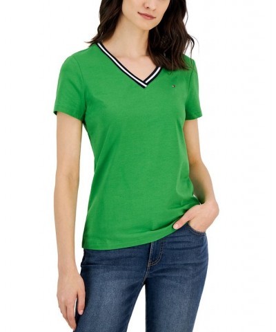 Women's Striped V-Neck Short-Sleeve T-Shirt New Leaf $18.29 Tops