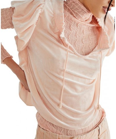 Women's Terese Velvet Smocked-Neck Top Pink Tint $23.88 Tops