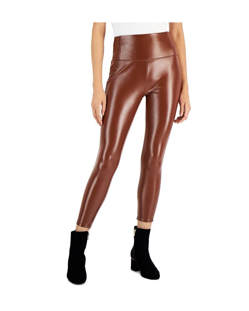 Petite Faux-Leather Leggings Brown $14.84 Pants