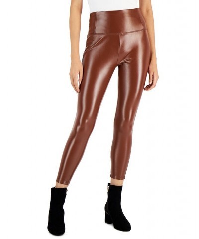 Petite Faux-Leather Leggings Brown $14.84 Pants