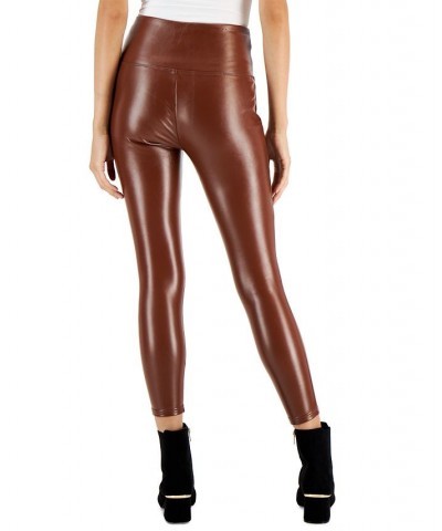 Petite Faux-Leather Leggings Brown $14.84 Pants