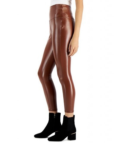 Petite Faux-Leather Leggings Brown $14.84 Pants