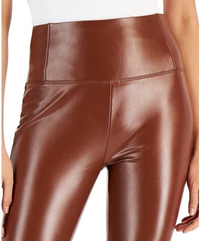 Petite Faux-Leather Leggings Brown $14.84 Pants