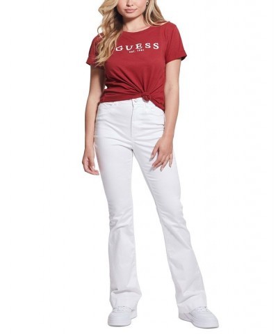 Women's 1981 Cotton Roll-Cuff T-Shirt Red $24.50 Tops