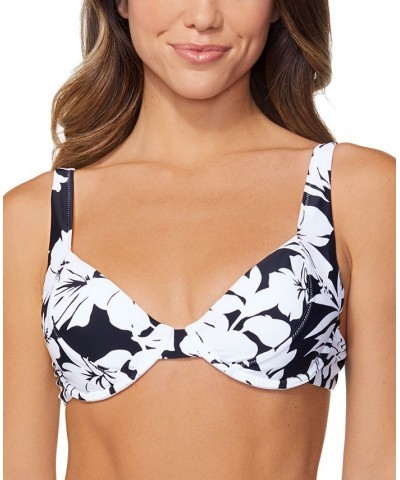 Juniors' Full Moon Printed Underwire Bikini Top Black/White $29.68 Swimsuits