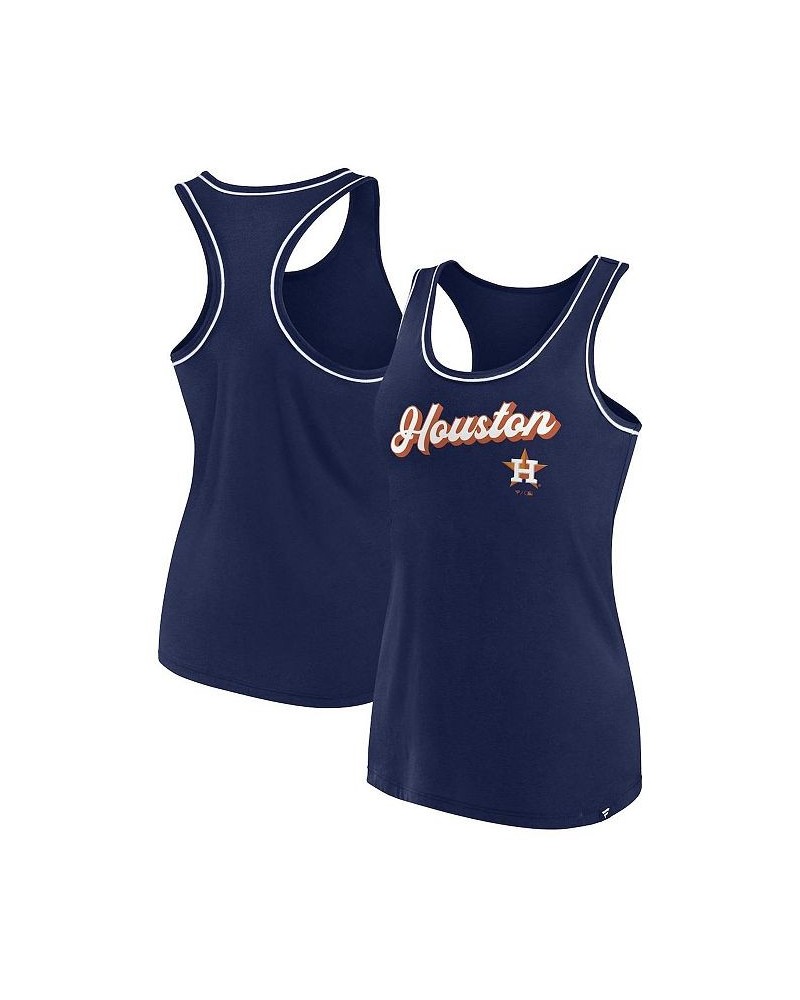 Women's Branded Navy Houston Astros Wordmark Logo Racerback Tank Top Navy $21.59 Tops