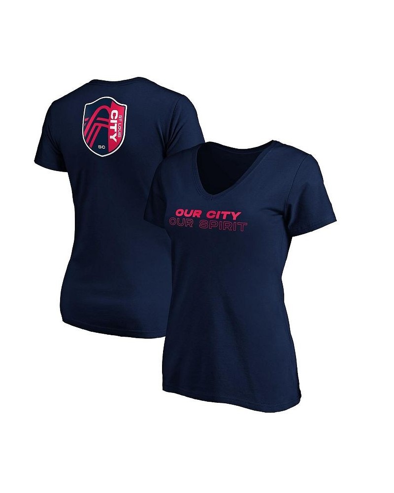 Women's Branded Navy St. Louis City SC Our City Our Spirit V-Neck T-shirt Navy $19.32 Tops