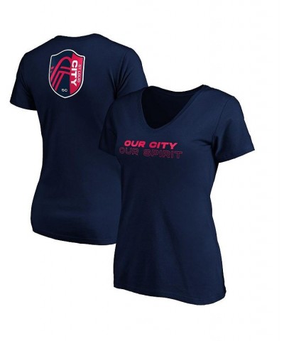 Women's Branded Navy St. Louis City SC Our City Our Spirit V-Neck T-shirt Navy $19.32 Tops