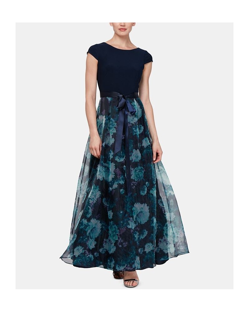 Floral-Organza Gown Navy Floral $64.22 Dresses