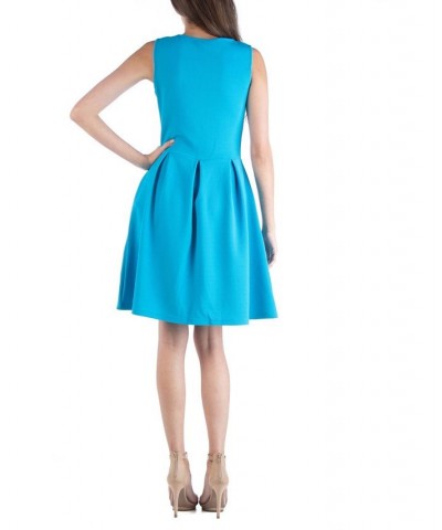 Sleeveless Skater Pleated Mini Dress with Pockets Sapphire $22.39 Dresses