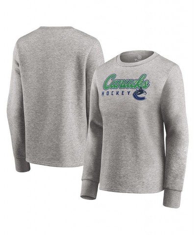 Women's Branded Heathered Gray Vancouver Canucks Fan Favorite Script Pullover Sweatshirt Heathered Gray $30.50 Sweatshirts