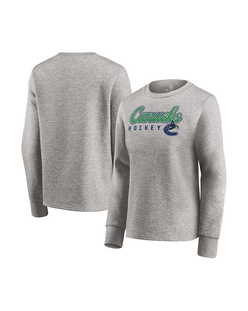 Women's Branded Heathered Gray Vancouver Canucks Fan Favorite Script Pullover Sweatshirt Heathered Gray $30.50 Sweatshirts