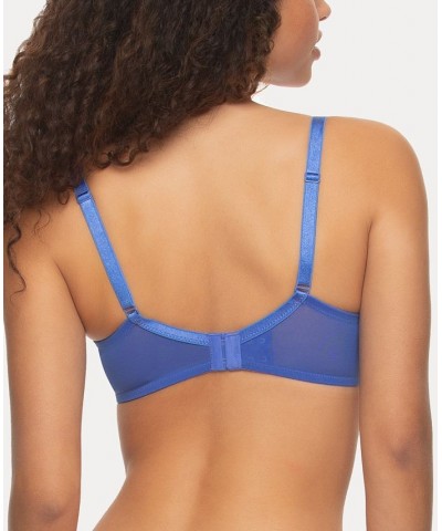 Women's Lotus Embroidered Unlined Underwire Bra 115088 Blue $20.41 Bras