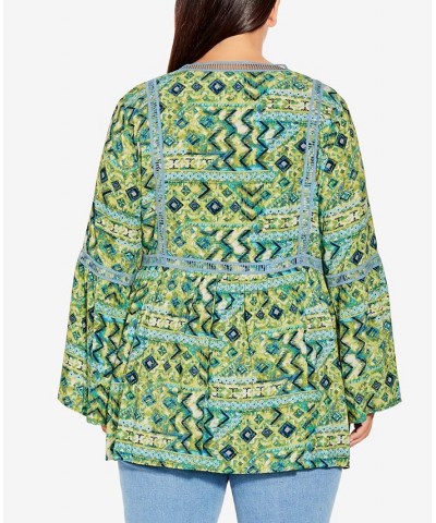 Plus Size Boho Bell Sleeve Top Sunshine Geometric $26.61 Tops