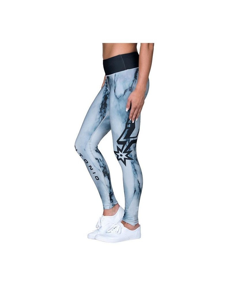 Women's Black San Antonio Spurs Marble Wordmark Leggings Black $28.67 Pants