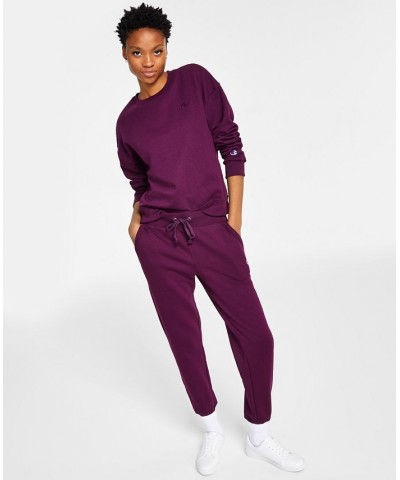 Women's Powerblend Fleece Crewneck Sweatshirt & Sweatpant Joggers Plum Port $16.28 Outfits