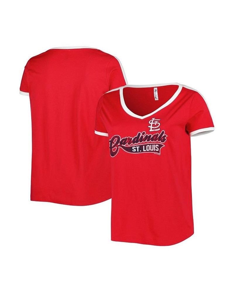 Women's Red St. Louis Cardinals Plus Size V-Neck T-shirt Red $20.68 Tops