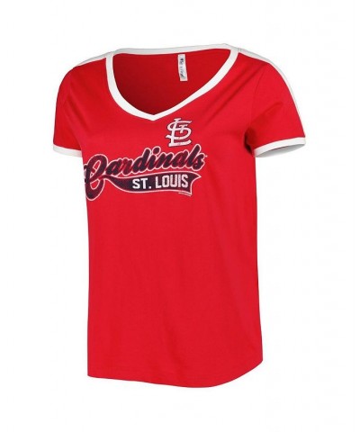 Women's Red St. Louis Cardinals Plus Size V-Neck T-shirt Red $20.68 Tops