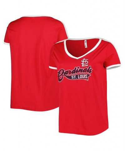 Women's Red St. Louis Cardinals Plus Size V-Neck T-shirt Red $20.68 Tops