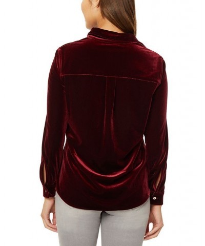 Women's Stretch Velour Utility Blouse Rouge $32.85 Tops