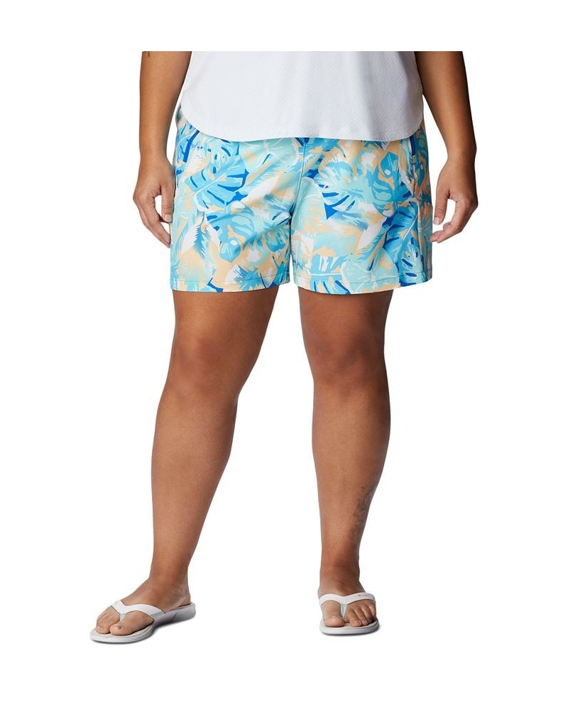 Plus Size PFG Tidal II Adjustable-Waist SPF Shorts Blue Macaw Print $28.80 Shorts