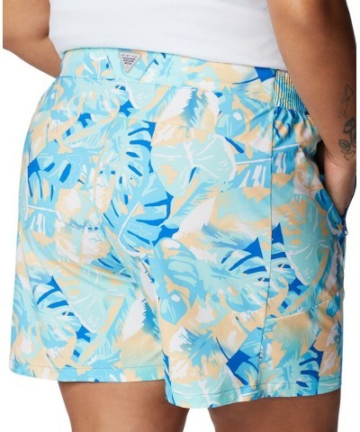 Plus Size PFG Tidal II Adjustable-Waist SPF Shorts Blue Macaw Print $28.80 Shorts