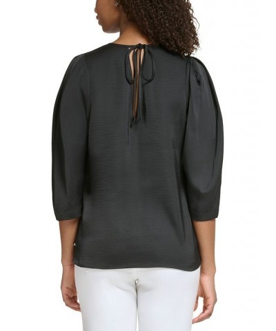 Women's Crewneck Open-Back Blouse Black $31.16 Tops