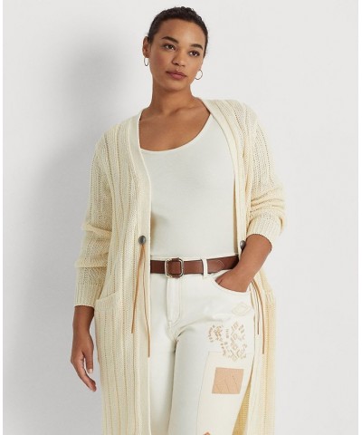 Plus Size Straight Fit Cardigan Sweater Natural Cream $57.15 Sweaters