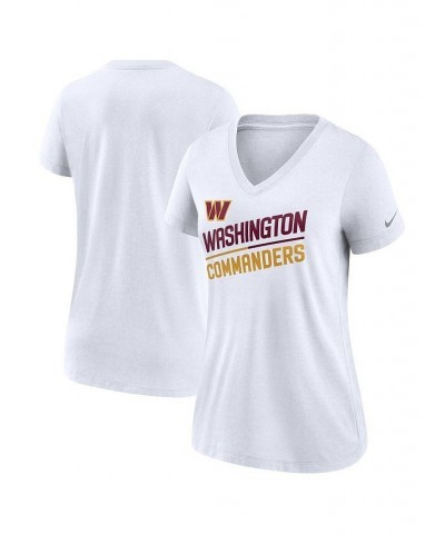 Women's White Washington Commanders Slant Logo Tri-Blend V-Neck T-shirt White $19.80 Tops