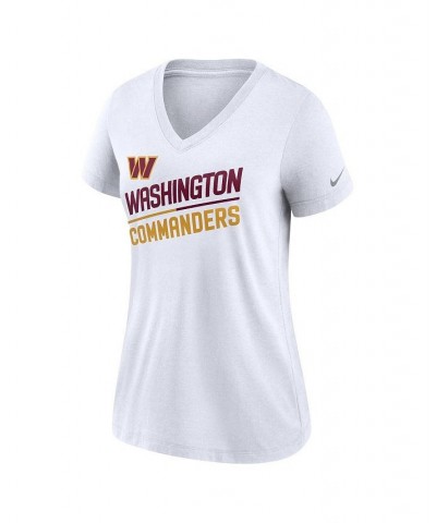 Women's White Washington Commanders Slant Logo Tri-Blend V-Neck T-shirt White $19.80 Tops