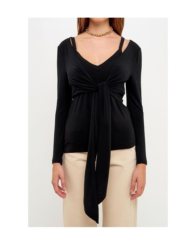 Women's Two Piece Set Cardigan Cami Black $36.80 Tops