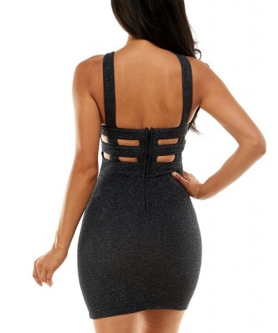 Juniors' Halter Back-Cutout Glitter Dress Graphite $22.50 Dresses