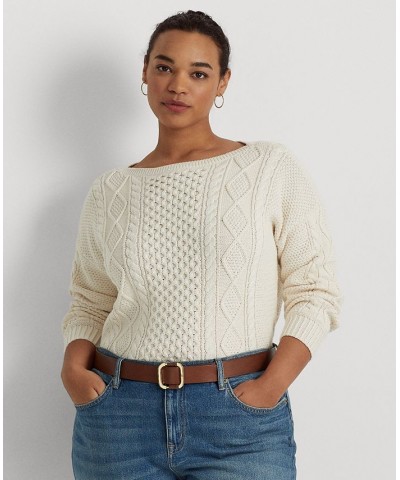 Plus Size Boatneck Sweater Ivory/Cream $54.25 Sweaters